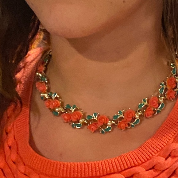 🌴Vintage Celluloid Rose Necklace and Bracelet Combo - Picture 3 of 5